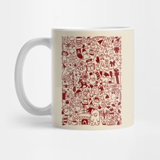 Christmas doodle (maroon) Mug